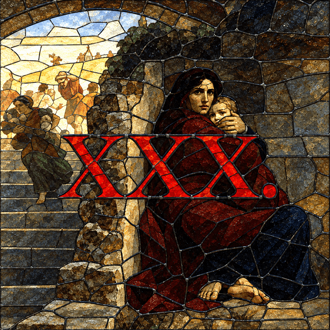 XXX. — stained-glass interpretation of Léon Cogniet’s Scene of the Massacre of the Innocents.